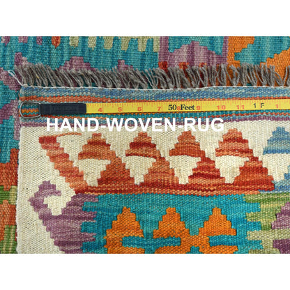 Flat Weave Wool Hand Woven Rug Multicolored No Border 9.9X13.0 -O081597