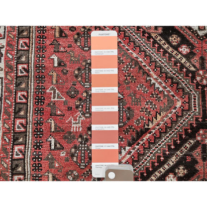 Overdyed & Vintage Wool Hand Knotted Rug Red 5.3x6.8 -O0815