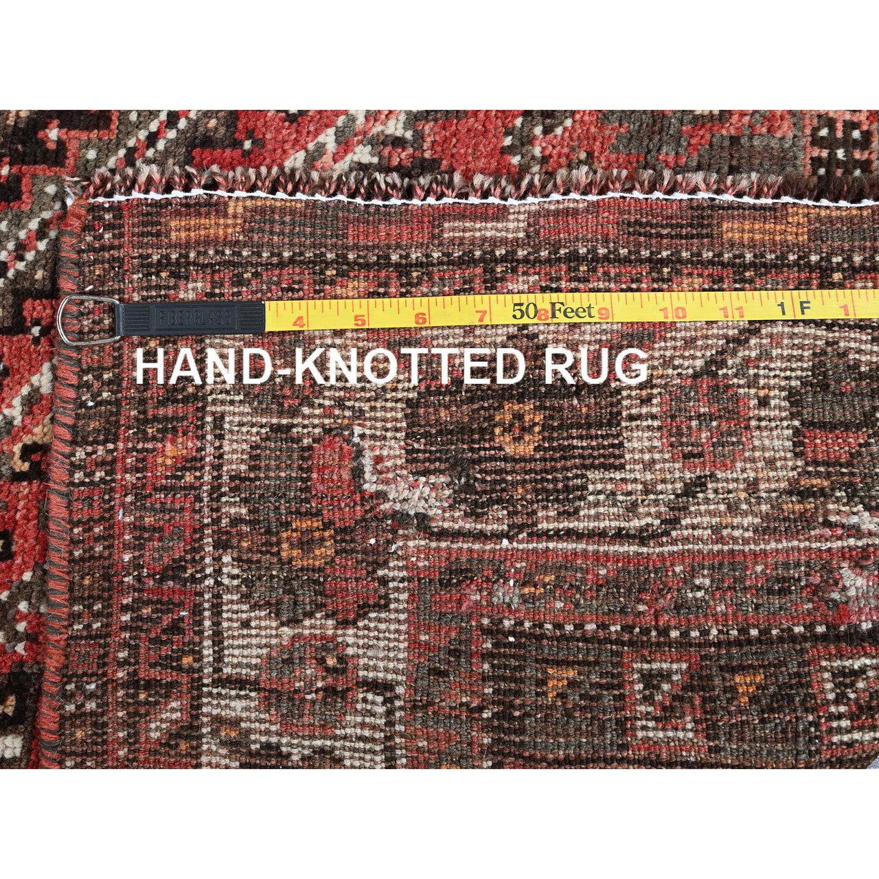 Overdyed & Vintage Wool Hand Knotted Rug Red 5.3x6.8 -O0815