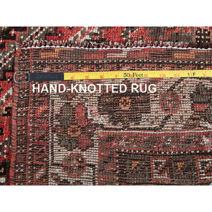Overdyed & Vintage Wool Hand Knotted Rug Red 5.3x6.8 -O0815