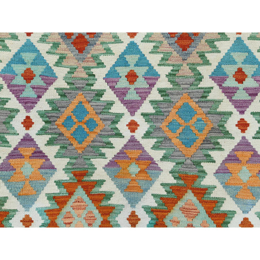 Flat Weave Wool Hand Woven Rug Multicolored Navy Blue 9.10X13.2 -O081600