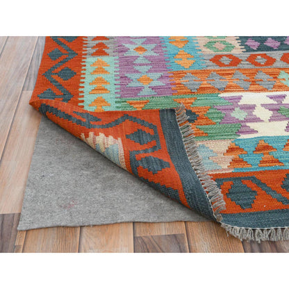 Flat Weave Wool Hand Woven Rug Multicolored Navy Blue 9.10X13.2 -O081600