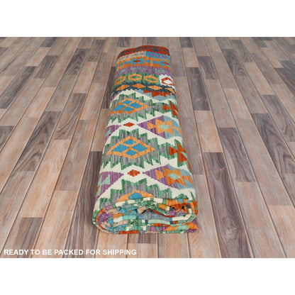 Flat Weave Wool Hand Woven Rug Multicolored Navy Blue 9.10X13.2 -O081600