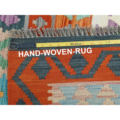 Flat Weave Wool Hand Woven Rug Multicolored Navy Blue 9.10X13.2 -O081600