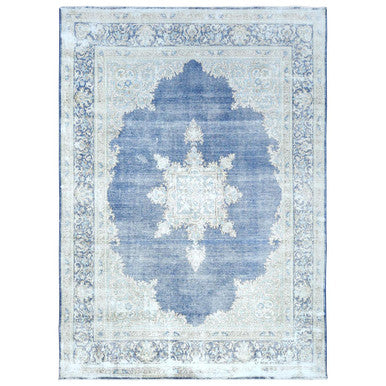 Overdyed & Vintage Worn Wool Hand Knotted Rug Blue Navy Blue 8.9X12.0 -O081608