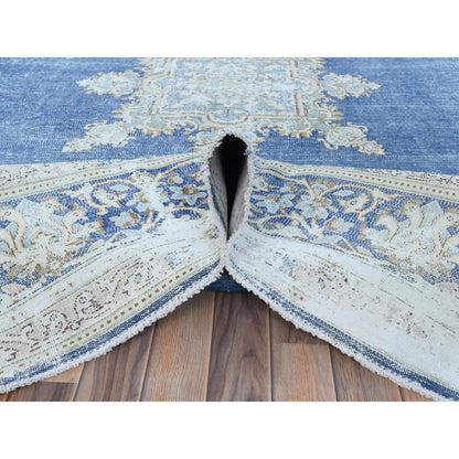 Overdyed & Vintage Worn Wool Hand Knotted Rug Blue Navy Blue 8.9X12.0 -O081608