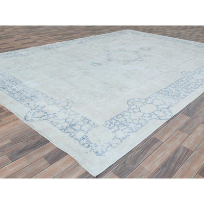 Overdyed & Vintage Worn Wool Hand Knotted Rug Blue Navy Blue 9.7X13.10 -O081617