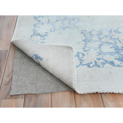 Overdyed & Vintage Worn Wool Hand Knotted Rug Blue Navy Blue 9.7X13.10 -O081617