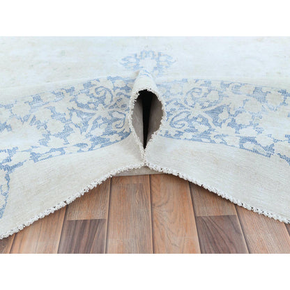 Overdyed & Vintage Worn Wool Hand Knotted Rug Blue Navy Blue 9.7X13.10 -O081617