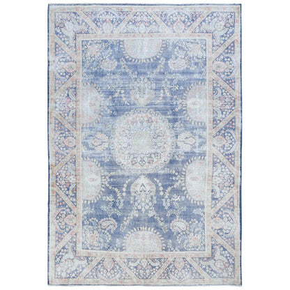 Overdyed & Vintage Worn Wool Hand Knotted Rug Blue Navy Blue 9.1X13.0 -O081622