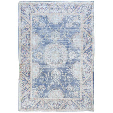 Overdyed & Vintage Worn Wool Hand Knotted Rug Blue Navy Blue 9.1X13.0 -O081622