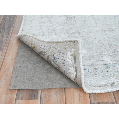 Overdyed & Vintage Worn Wool Hand Knotted Rug Ivory Brown 9.7X12.6 -O081624