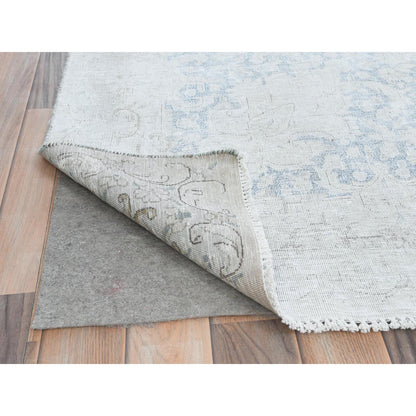 Overdyed & Vintage Worn Wool Hand Knotted Rug Ivory Navy Blue 9.7X12.10 -O081625