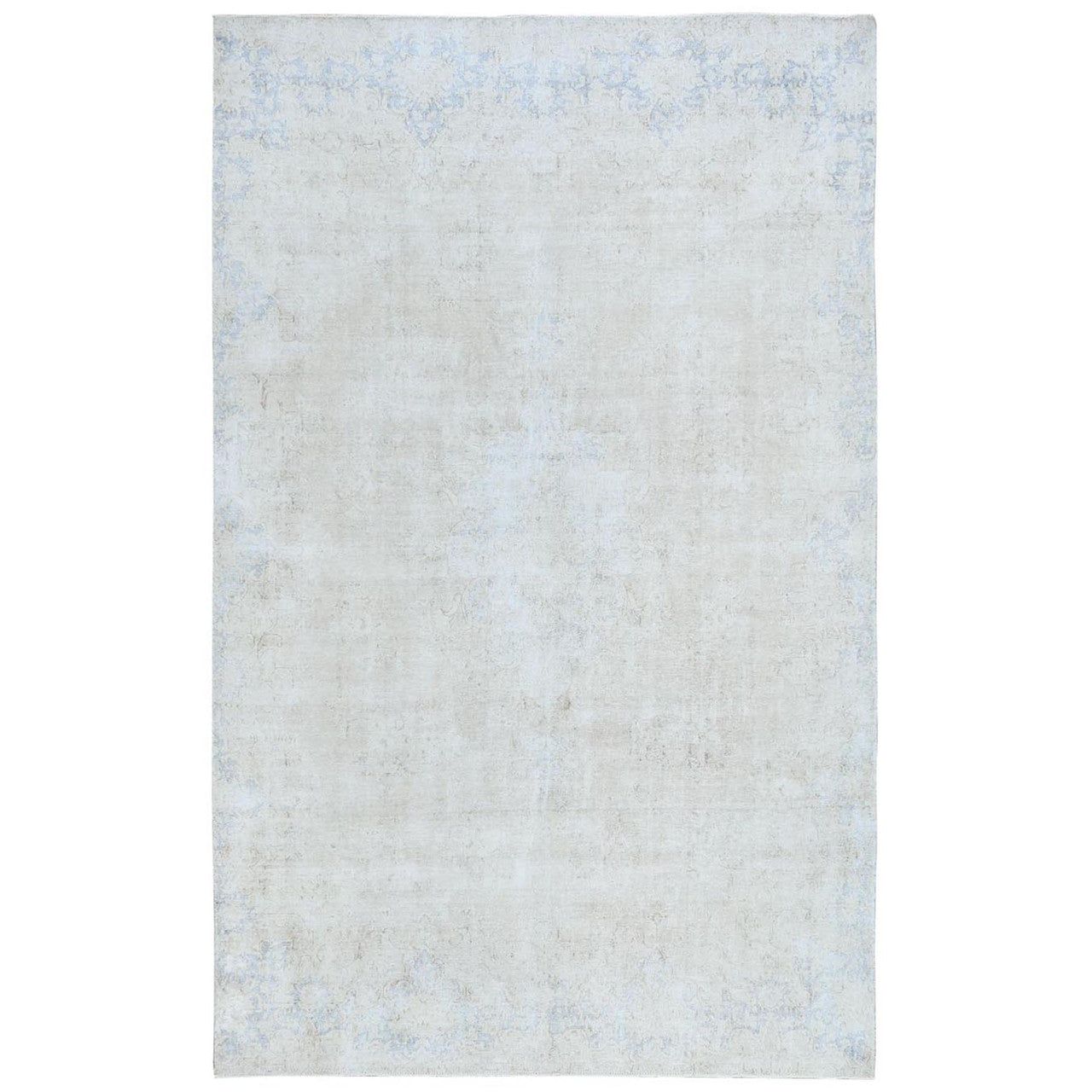 Ivory 8'2" x 13'0" Overdyed & Vintage Worn Denim Hand knotted Wool Rug - Sku: O081629