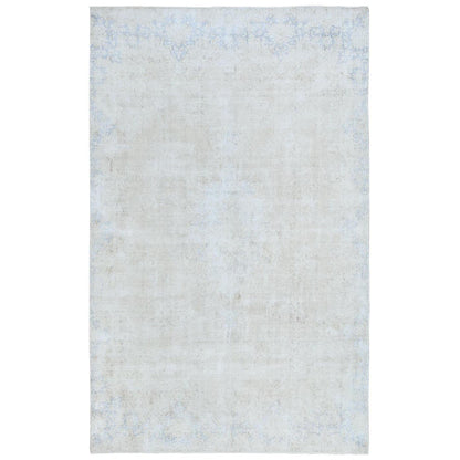 Overdyed & Vintage Worn Wool Hand Knotted Rug Ivory Denim Blue 8.2X13.0 -O081629