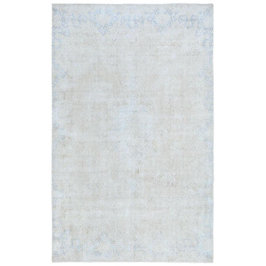 Overdyed & Vintage Worn Wool Hand Knotted Rug Ivory Denim Blue 8.2X13.0 -O081629