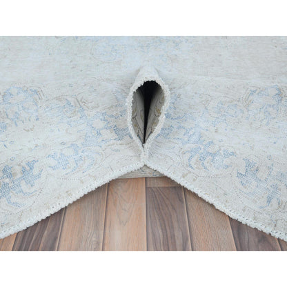 Overdyed & Vintage Worn Wool Hand Knotted Rug Ivory Denim Blue 8.2X13.0 -O081629