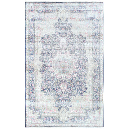 Overdyed & Vintage Worn Wool Hand Knotted Rug Blue Navy Blue  5.9X9.7 -O081634