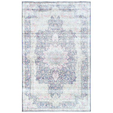 Overdyed & Vintage Worn Wool Hand Knotted Rug Blue Navy Blue  5.9X9.7 -O081634