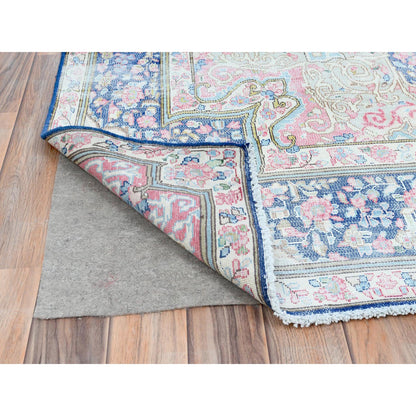 Overdyed & Vintage Worn Wool Hand Knotted Rug Blue Navy Blue  5.9X9.7 -O081634