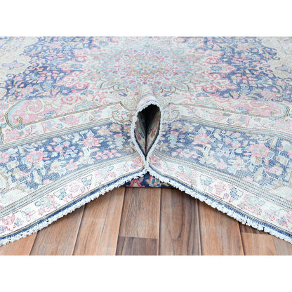 Overdyed & Vintage Worn Wool Hand Knotted Rug Blue Navy Blue  5.9X9.7 -O081634