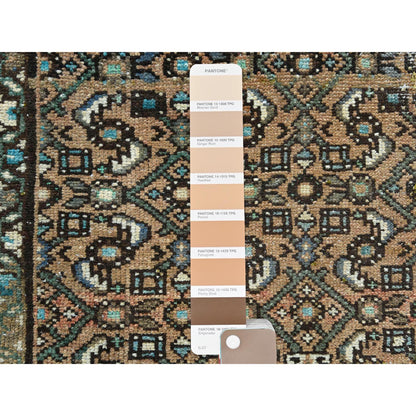 Overdyed & Vintage Wool Hand Knotted Rug Brown Ivory 3.3X9.2 -O081638
