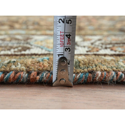Overdyed & Vintage Wool Hand Knotted Rug Brown Ivory 3.3X9.2 -O081638