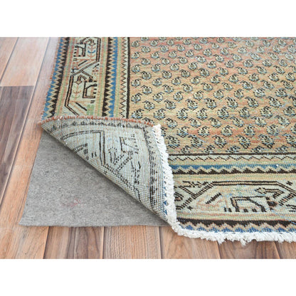 Overdyed & Vintage Wool Hand Knotted Rug Red Ivory 3.2X9.4 -O081646