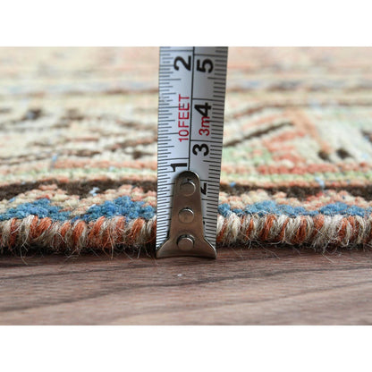 Overdyed & Vintage Wool Hand Knotted Rug Red Ivory 3.2X9.4 -O081646