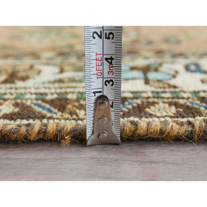 Overdyed & Vintage Wool Hand Knotted Rug Brown Ivory 3.3X9.8 -O081649