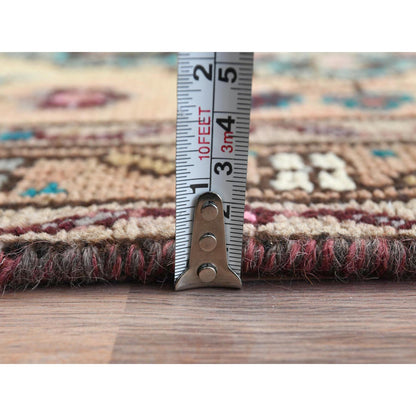Overdyed & Vintage Wool Hand Knotted Rug Brown Almond Brown 2.1X8.9 -O081653