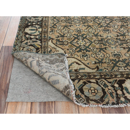 Overdyed & Vintage Wool Hand Knotted Rug Brown Chocolate Brown 4.0X9.9 -O081660