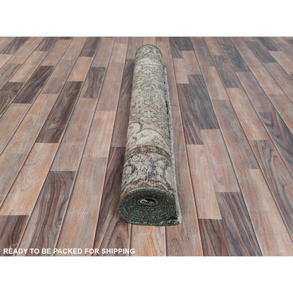 Overdyed & Vintage Wool Hand Knotted Rug Brown Chocolate Brown 4.0X9.9 -O081660