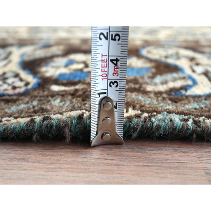 Overdyed & Vintage Wool Hand Knotted Rug Brown Chocolate Brown 4.0X9.9 -O081660