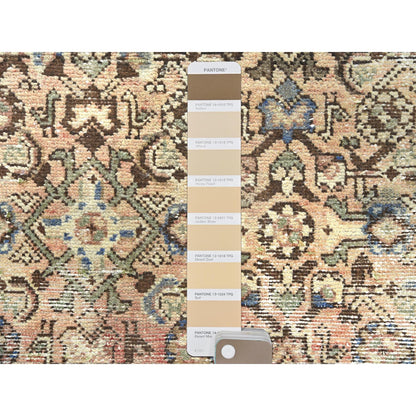 Overdyed & Vintage Wool Hand Knotted Rug Brown Sand Color 3.3X9.9 -O081669