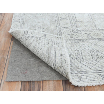 Overdyed & Vintage Worn Wool Hand Knotted Rug Ivory Ivory 9.6X12.7 -O081678