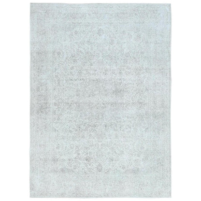 Overdyed & Vintage Worn Wool Hand Knotted Rug Ivory Ivory 8.1X11.2 -O081686
