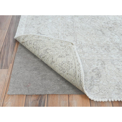 Overdyed & Vintage Worn Wool Hand Knotted Rug Ivory Ivory 8.10X12.4 -O081689