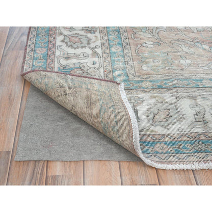 Overdyed & Vintage Worn Wool Hand Knotted Rug Red Ivory 7.0X10.8 -O081695