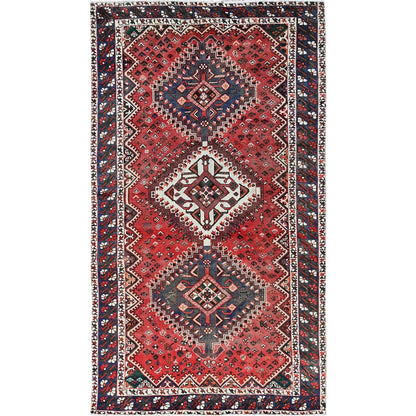 Overdyed & Vintage Wool Hand Knotted Rug Red 5.3x9.7 -O0816