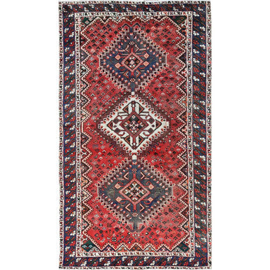 Overdyed & Vintage Wool Hand Knotted Rug Red 5.3x9.7 -O0816