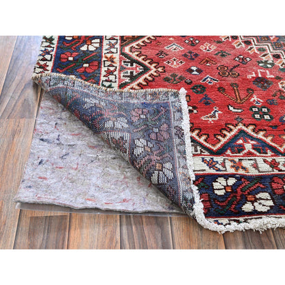 Overdyed & Vintage Wool Hand Knotted Rug Red 5.3x9.7 -O0816