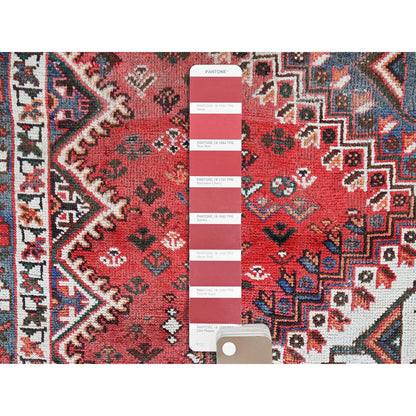 Overdyed & Vintage Wool Hand Knotted Rug Red 5.3x9.7 -O0816