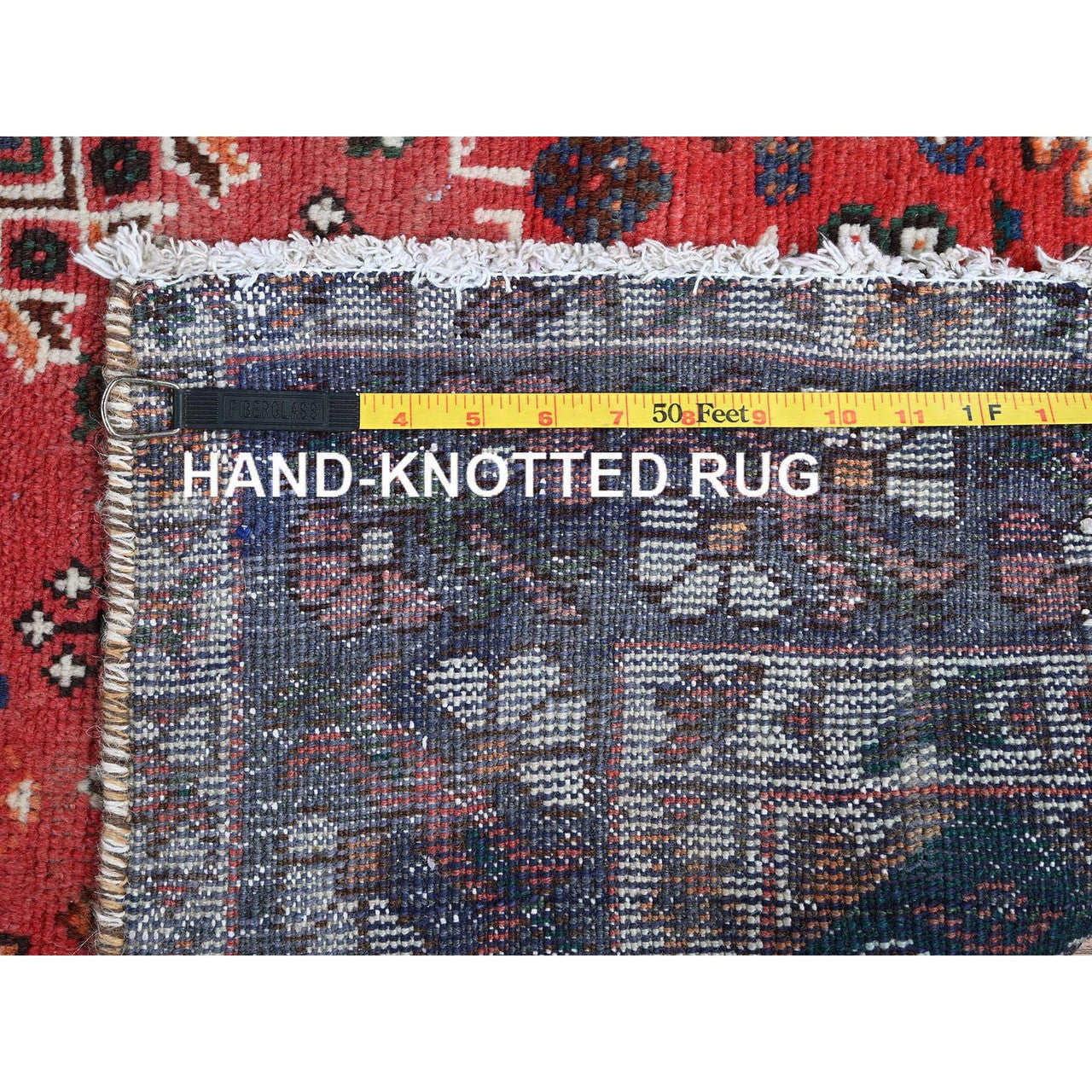 Overdyed & Vintage Wool Hand Knotted Rug Red 5.3x9.7 -O0816