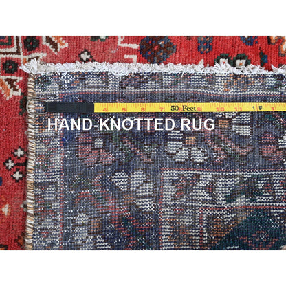 Overdyed & Vintage Wool Hand Knotted Rug Red 5.3x9.7 -O0816