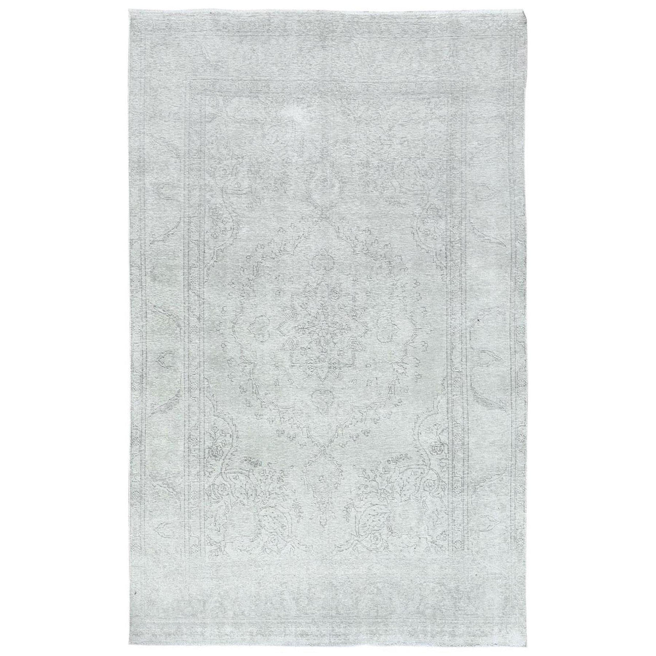 Ivory 6'2" x 10'3" Overdyed & Vintage Worn Hand knotted Wool Rug - Sku: O081707
