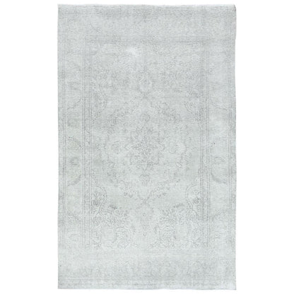Overdyed & Vintage Worn Wool Hand Knotted Rug Ivory Ivory 6.2X10.3 -O081707