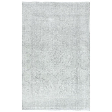Overdyed & Vintage Worn Wool Hand Knotted Rug Ivory Ivory 6.2X10.3 -O081707