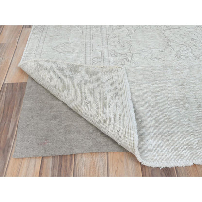 Overdyed & Vintage Worn Wool Hand Knotted Rug Ivory Ivory 6.2X10.3 -O081707