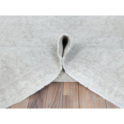 Overdyed & Vintage Worn Wool Hand Knotted Rug Ivory Ivory 6.2X10.3 -O081707